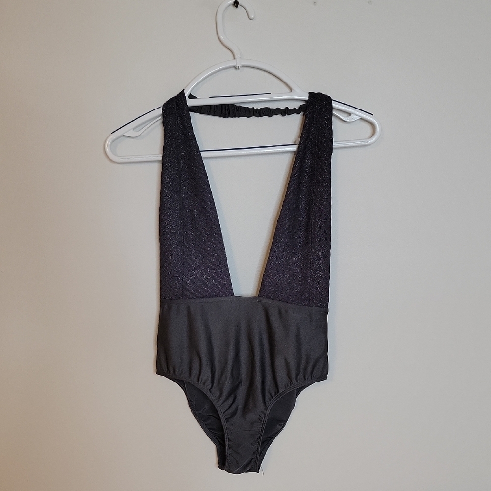 Urban Outfitters Charcoal Ribbed Swimsuit
